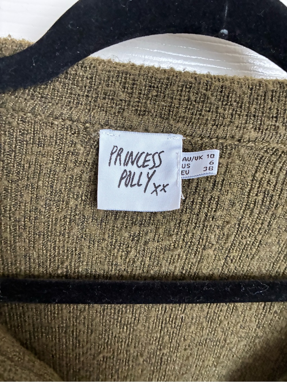 Princess Polly Olive Ribbed Button-Up Cardigan - Picture 4 of 4